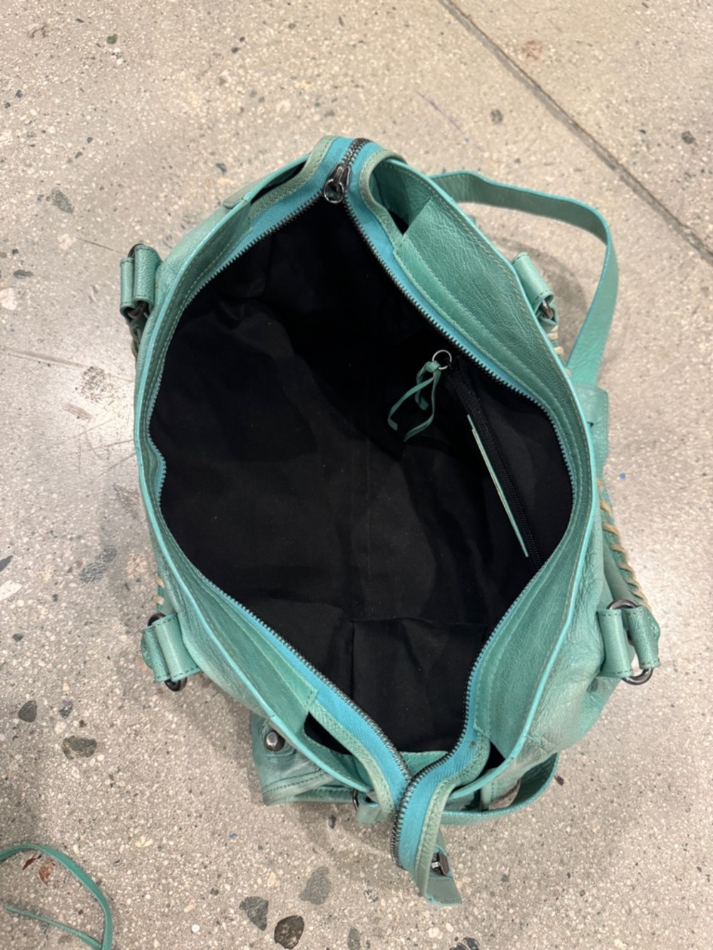 Vintage Balenciaga City bag in turquoise teal/green. - Picture 3 of 5